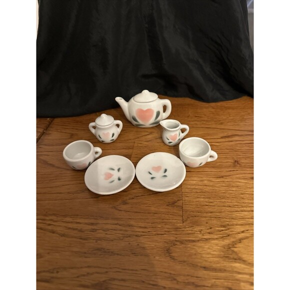 Vintage 9pc Mini Dollhouse Child Tea Set Vintage - Picture 2 of 5
